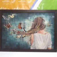 نقاشی اکرولیک دختر و پروانه