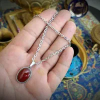 زنجیر و پلاک گردنی استیل با نگین عقیق