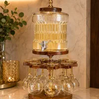 کلمن جام و شات دار پایه چوبی