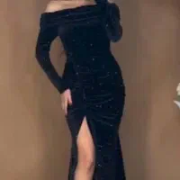 لباس مجلسی مشکی مخمل کامل نگین