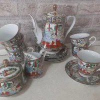 سرویس چایخوری و شیرخوری گل مرغی عتیقه