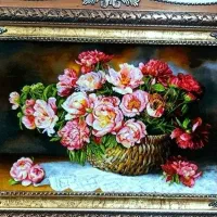 تابلو گل نامزدی کد14 دستبافت و ابریشم دار