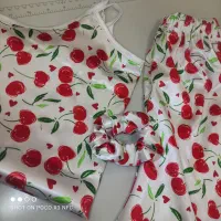 ست سه تیکه ساتن طرح گیلاس