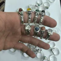 انگشتر برنجی آبکاری نقره ای