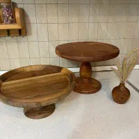 پایه کیک استند کیک شیرینی خوری چوبی دست ساز