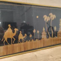 یک تابلوی بسیار زیبا و قدیمی خاص کار دست روی پارچه