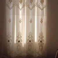پرده تور فلت گل برجسته
