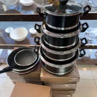 سرویس قابلمه ۱۰ پارچه گرانیتی رنگ چرمی