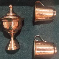 ست قندان و فنجان مسی