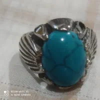 انگشتر رکابش نقره داخلش فیروزه کار شده