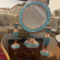اینه و شمعدان مس و فیروزه برند اقاجانی