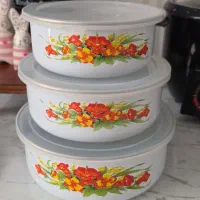 ست ظروف لعابی درب دار