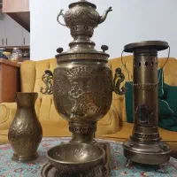 فروش ست سماور برنجی و چراغ علاالدین یکجا