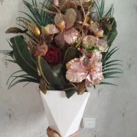 گل بزرگ گلدان خارجی سه بعدی هر دو باهم ۴۰۰