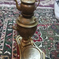 سماور وقوری  با سینی  برنجی مسی قدیمی انتیک