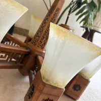 لوستر ۶شاخه کاملا چوب در حد نو