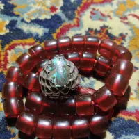 تسبیح سندلوس کهنه آلمان اصل بودابشرط وانگشترفیروزه