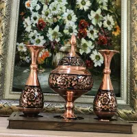 ست گلدان و شکلات خوری اقاجانی