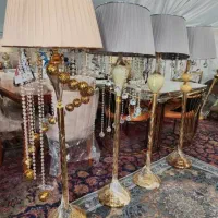 چراغ خواب آباژور با آویزکریستال آبشاری شید ابریشم