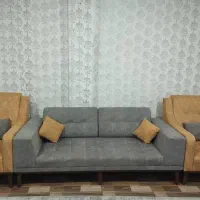 مبل هفت نفره طوسی خردلی
