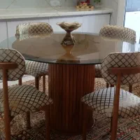 نهار خوری چوبی 4 نفره  پایه گلدانی