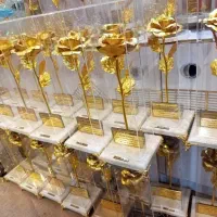 گل رز طلایی تک شاخه  پایه فرشته کد ۱۱۰