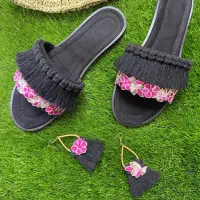 صندل زنانه دستبافت مکرومه(روفرشی و بیرون)