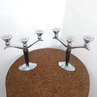 شمعدانی استیل سه شاخه ( جاشمعی )