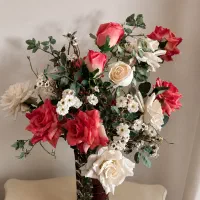 دسته گل رز و داوودی وشکوفه خارجی، شیک و دکوراتیو