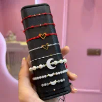 دستبند با گوی طلا/ رد استرینگ با گوی طلا/هفت گره