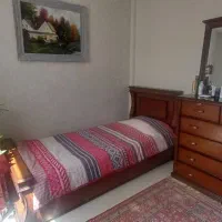 ست کامل تخت خواب چوبی راش یکنفره با خوشخواب