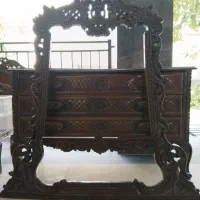 سرویس خواب چوب راش شامل تخت و پاتختی و میز آرایش