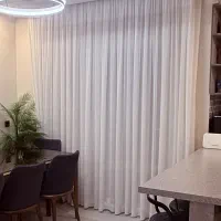 پرده کتان همراه با زیر پرده ای