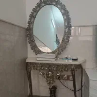 آینه شمعدان برنز بزرگ با شمعدانی ها