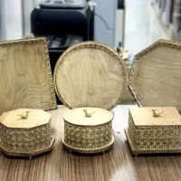 سینی و شکلات خوری چوبی نگین دار