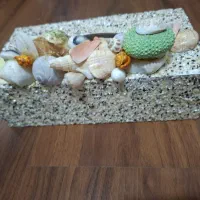 جای دستمال کاغذی کار دست مزین به صدف های جنوبی