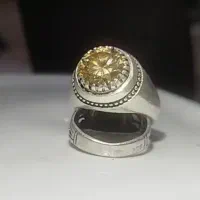 انگشتر نقره موزانایت طلایی