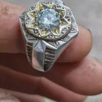انگشتر نقره رکاب دست ساز یاقوت استار  و موزانایت