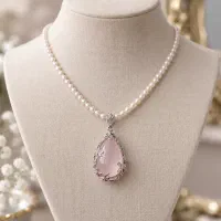 نیم ست مروارید پرورشی طبیعی و سنگ کیفیت بالا طبیعی