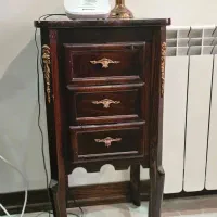 میز تلفن چوبی قهوهای