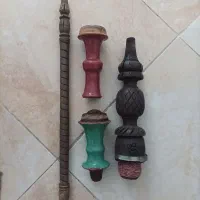 تنه چوبی و چپق قلیون دو عدد سری سفالی
