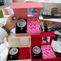 پک کادویی با باکس گل رز معطر مروارید عشق ویژه دلبر