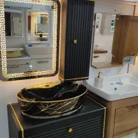 روشویی لوکس 70 مشکی طلایی