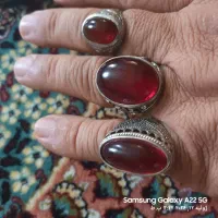 سه عدد انگشتر عقیق و یاقوت سرخ