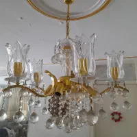 یک جفت لوستر کریستالی ۵ شاخه لاله عباسی