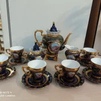 سرویس عصرانه خوری ۱۷پارچه،وارداتی،طلاکوب،ساخت چینه