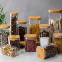 جا ادویه پیرکس مربع قطر ۱۰ سانت درب چوبی کورنینگ