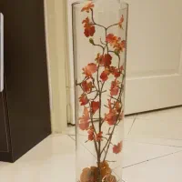 گلدان شیشه ای با گل و خاک ژله ای
