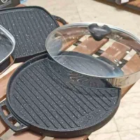 تابه چدن گرد و مربع با درب پیرکس