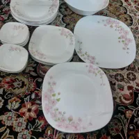 چینی ۲۶ پارچه مورانو فرانس گل صورتی پلمپ نو